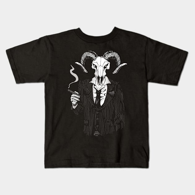 LUCIFER RAM SKULL CITY BANKER Kids T-Shirt by IceTees